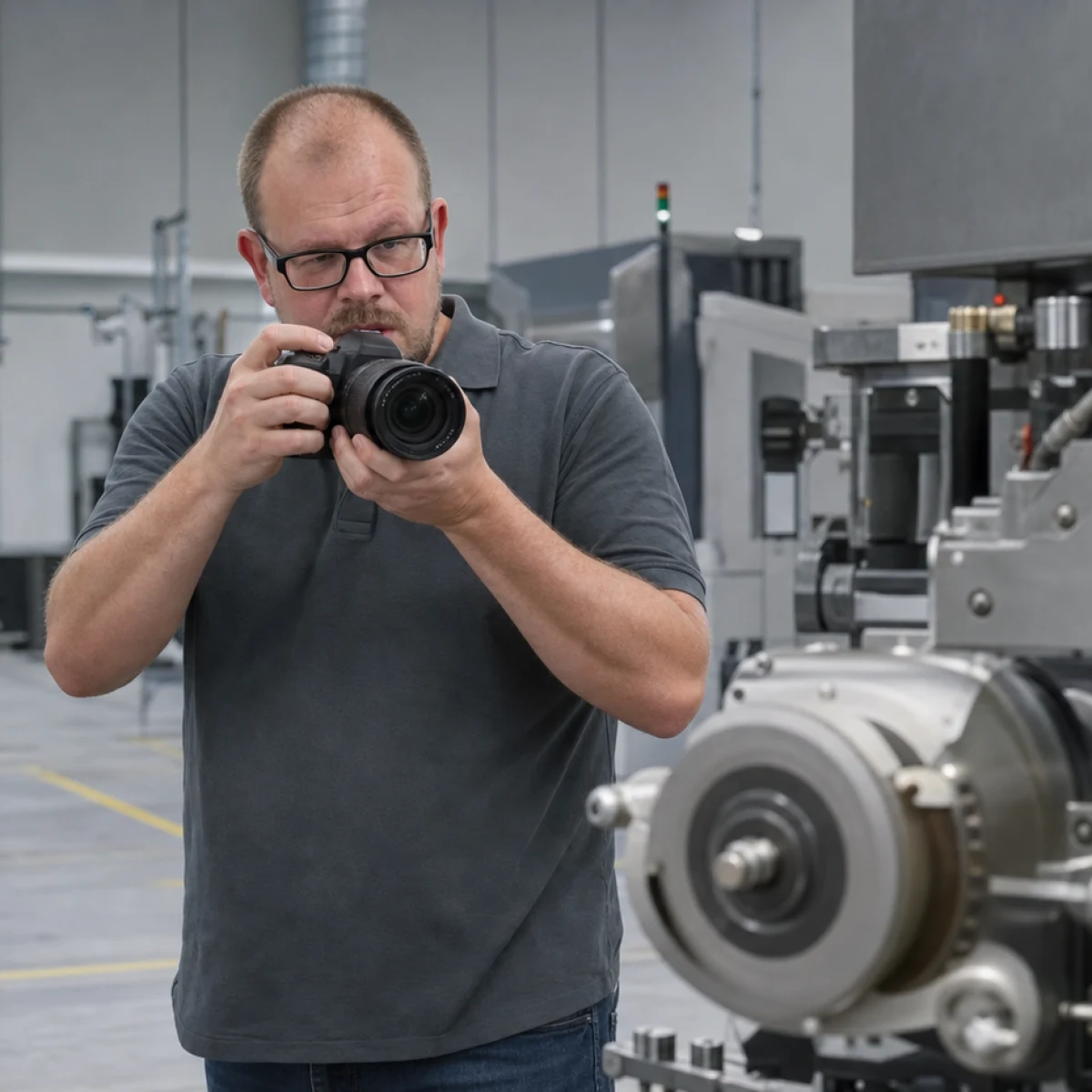 Timo Werlich fotografiert ein technisches Industriegerät für Website-Content