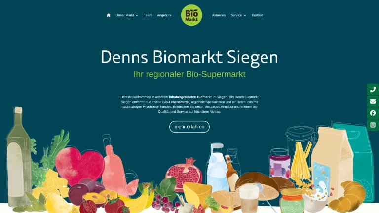 Denns Biomarkt Siegen – Ansicht des umgesetzten Webprojekts