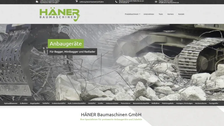 Webshop Häner Baumaschinen GmbH