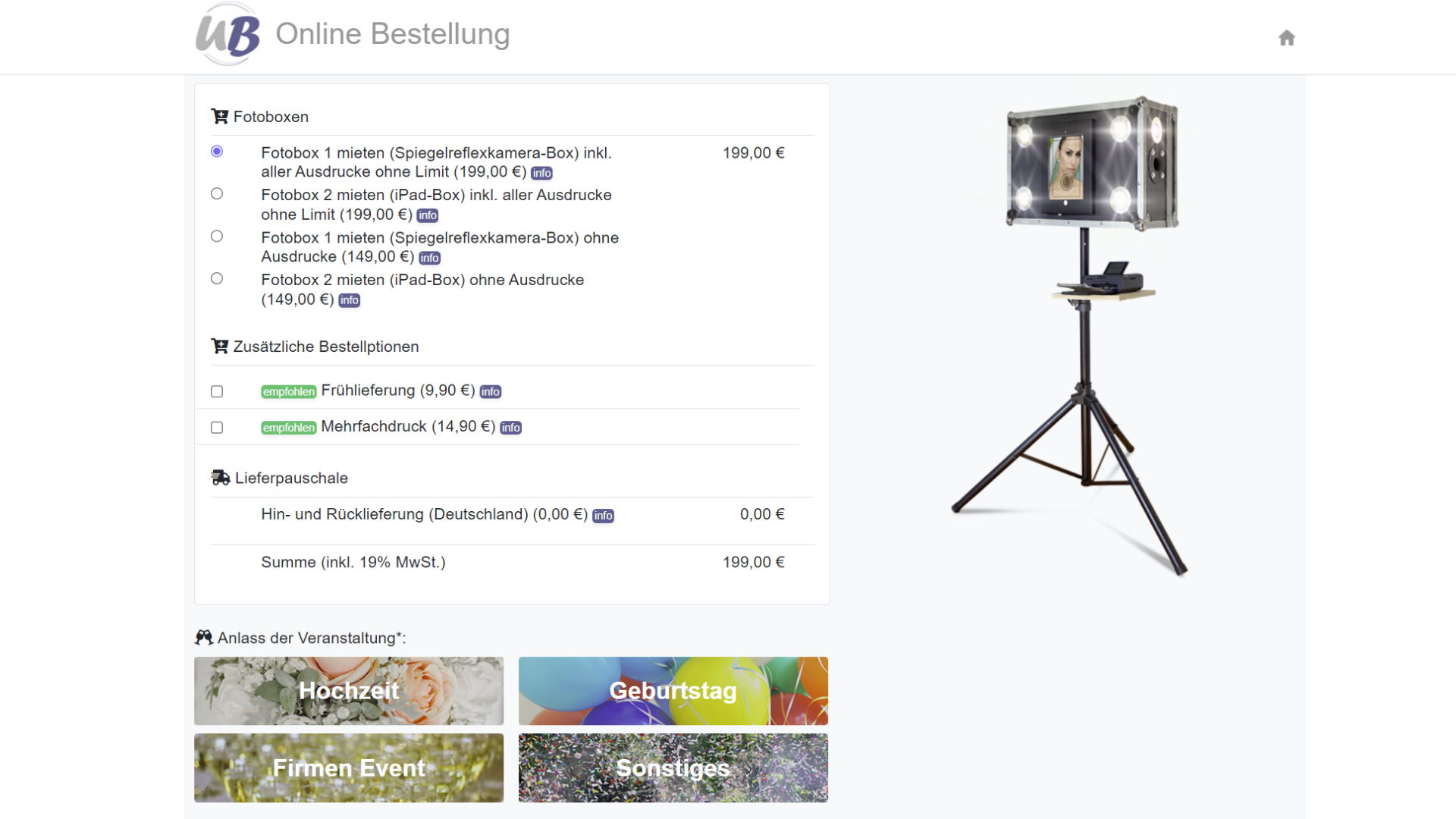 Udoblick Fotoboxen Vermietungssoftware