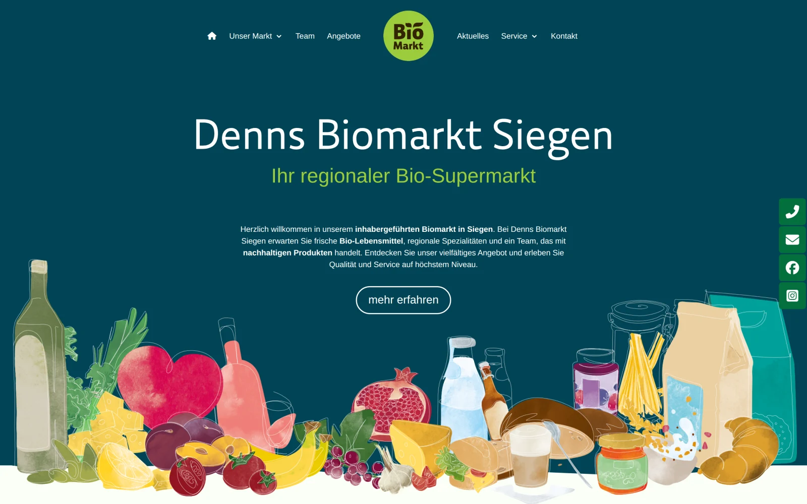 Projektansicht der Website von Denns Biomarkt Siegen