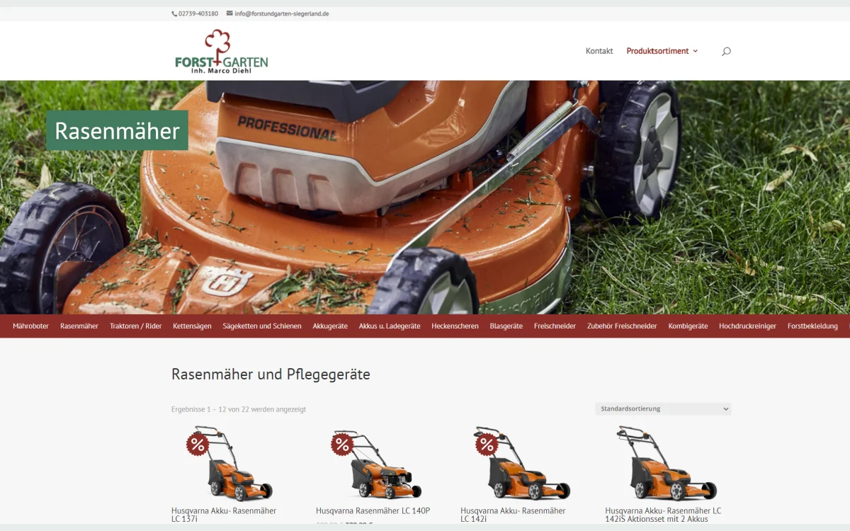 Website-Ansicht: Forst + Garten Diehl