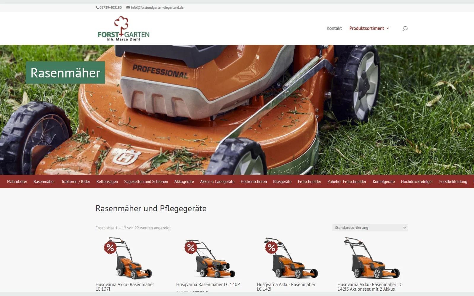 Projektansicht der Website von Forst + Garten Diehl