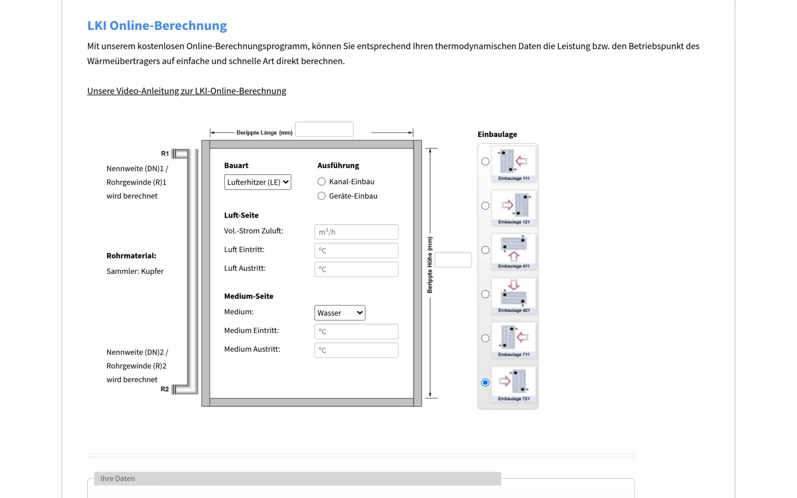 Projektansicht der Website von LKI