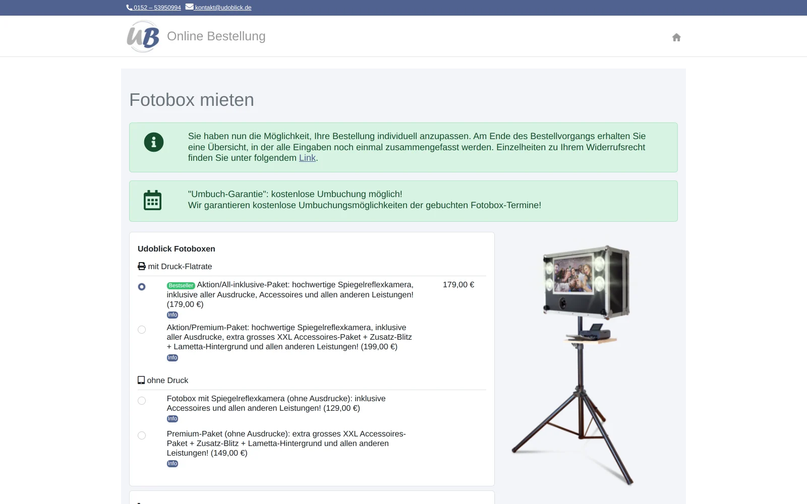 Projektansicht der Website von Udoblick